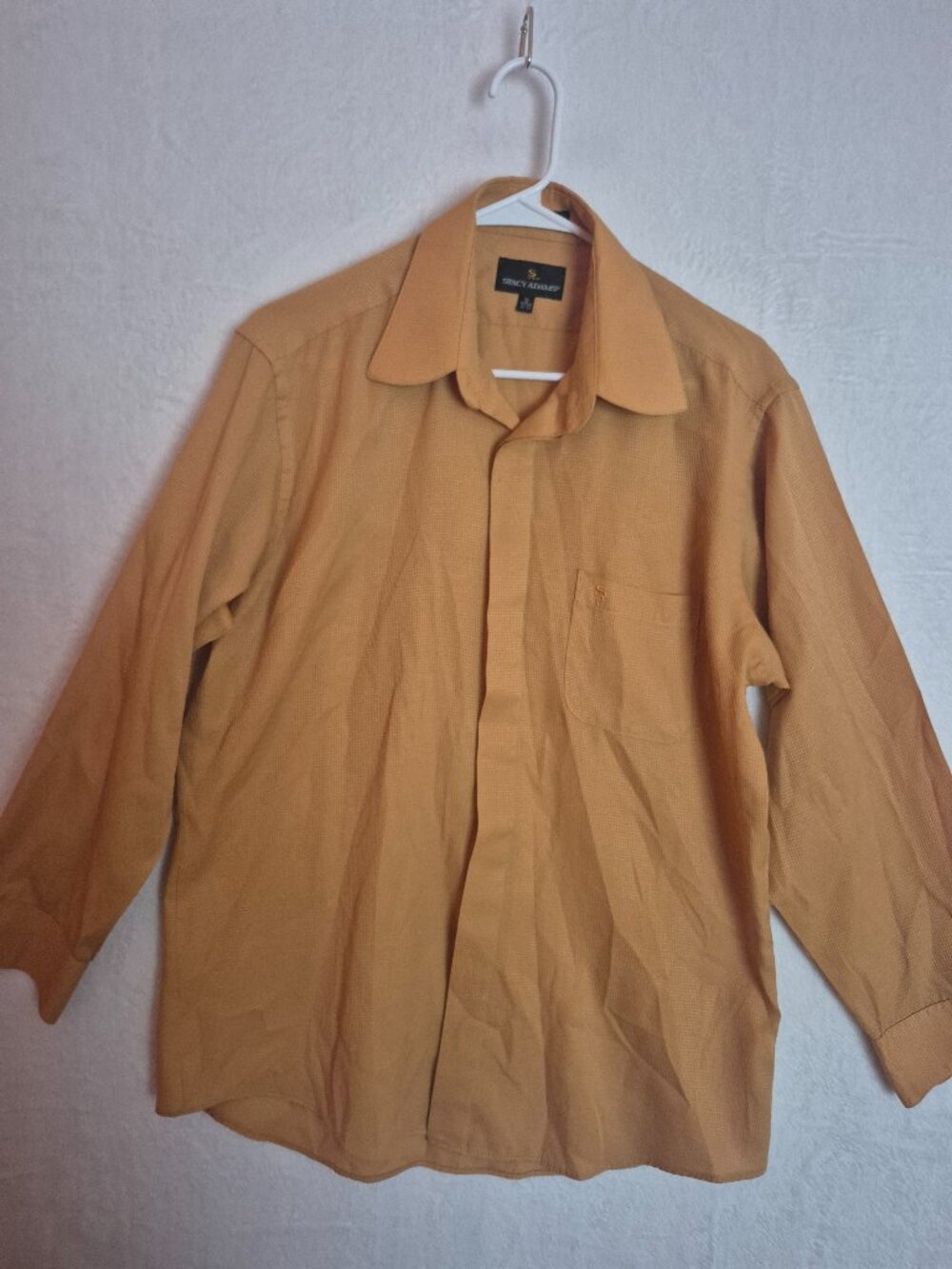 Vintage Stacy Adams Mustard Gold Dress Shirt 16 32/33 70s Earthcore Y2K 90s